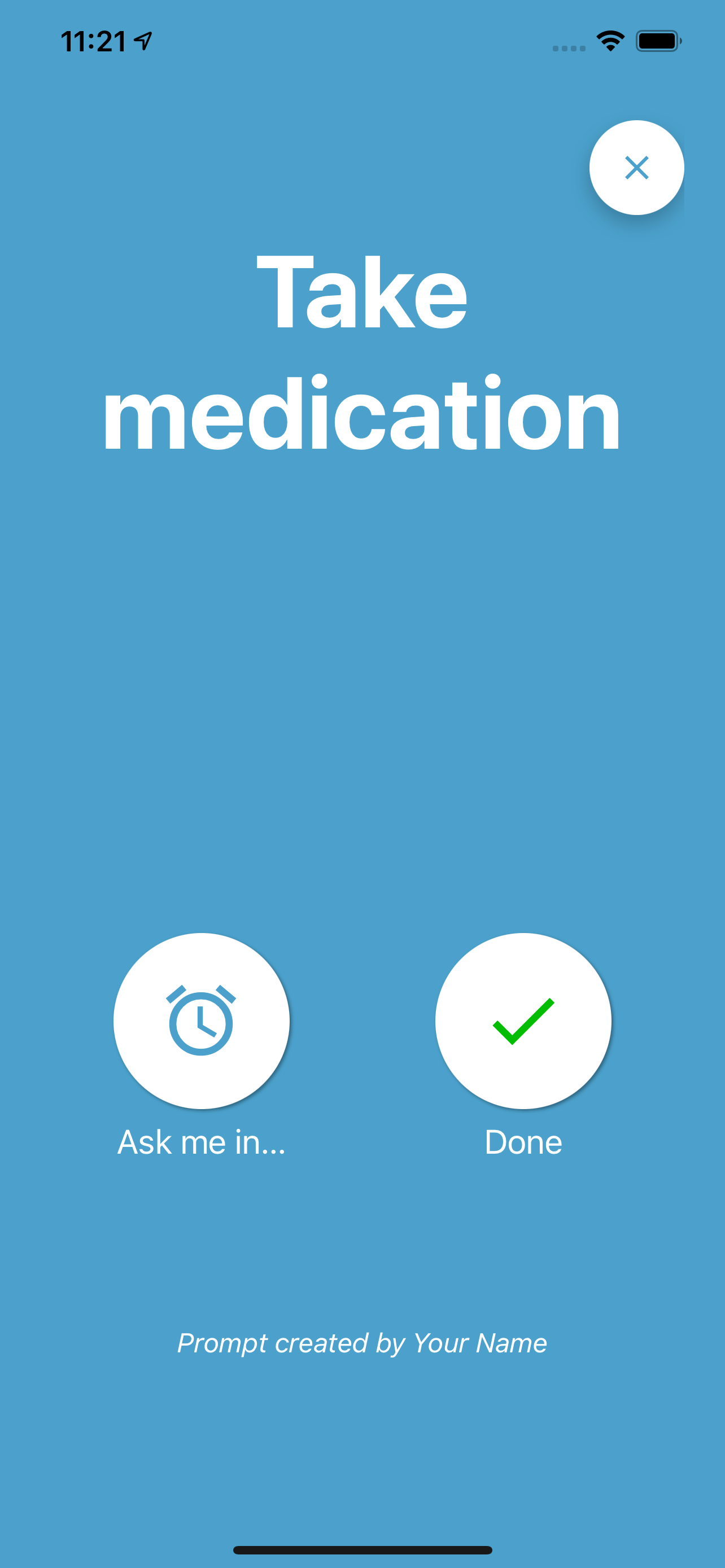 App screenshot showing a prompt alert